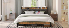 ANCTOR Twin/TwinXL/Full/Queen/King/CaliforniaKing Bed Frames, Storage Headboard with Outlets, No Noise, No Box Springs Needed