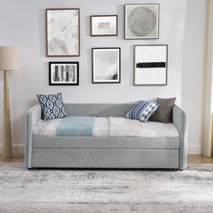 Daybed with Trundle Upholstered Tufted Sofa Bed, Twin Size, Boucle