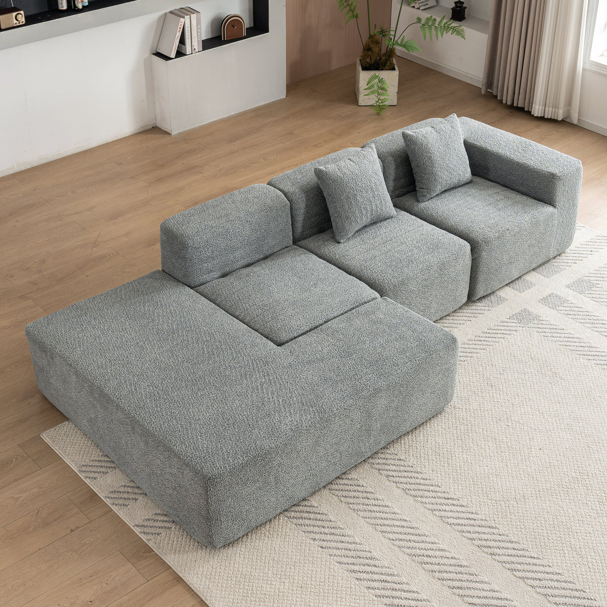 116.5" Sectional Sofa Full-compressed Sofa Couch Free-combined Sofa