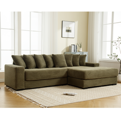 Oversized Two-Piece Couches, L Shaped Sofa, Corduroy, Right Chaise