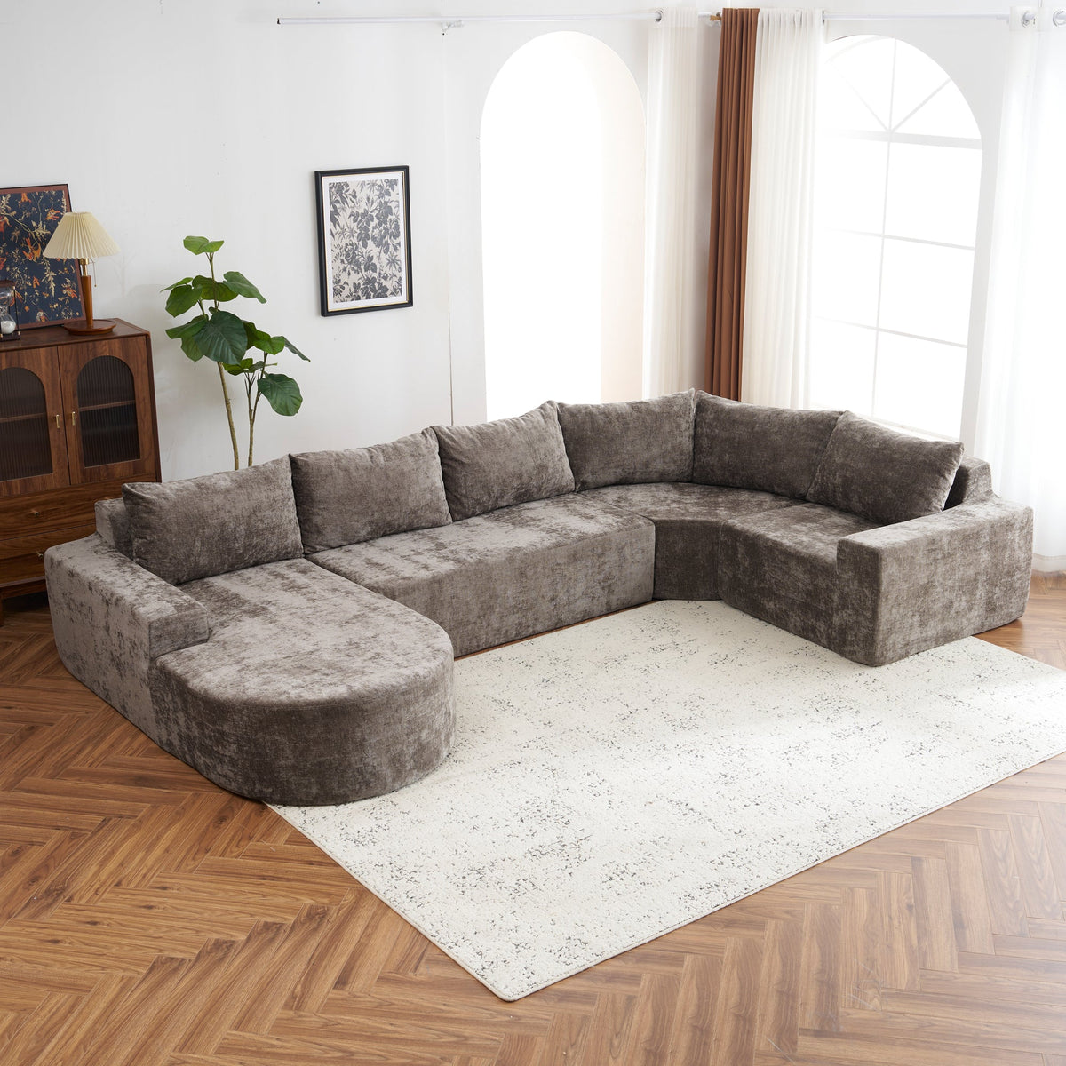 141.7" Oversized Modular Sofa Cloud Sectional Sofa Set Upholstered