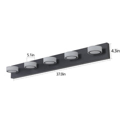 LED Modern Black 5-Light Vanity Lights Fixtures Over Mirror Bath Wall