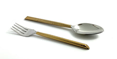 Vibhsa Stainless Steel Gold Flatware set of 20 pieces