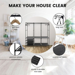 Corner L-shaped Wardrobe Storage Rack Clothes Rack Heavy Duty Clothes Rack for Hanging Clothes,