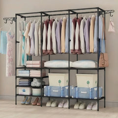 Corner L-shaped Wardrobe Storage Rack Clothes Rack Heavy Duty Clothes Rack for Hanging Clothes,