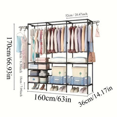 Corner L-shaped Wardrobe Storage Rack Clothes Rack Heavy Duty Clothes Rack for Hanging Clothes,